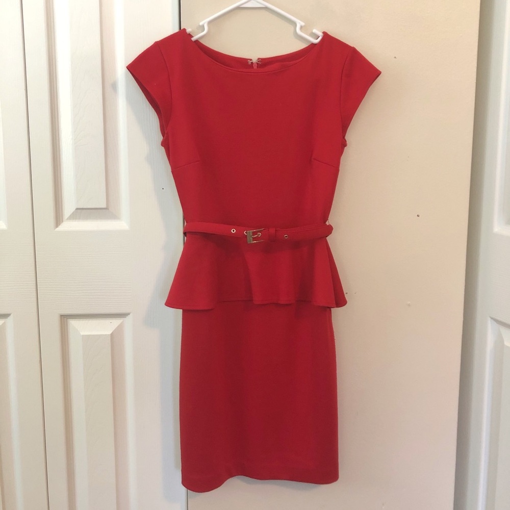 Red NY & Co peplum cocktail dress